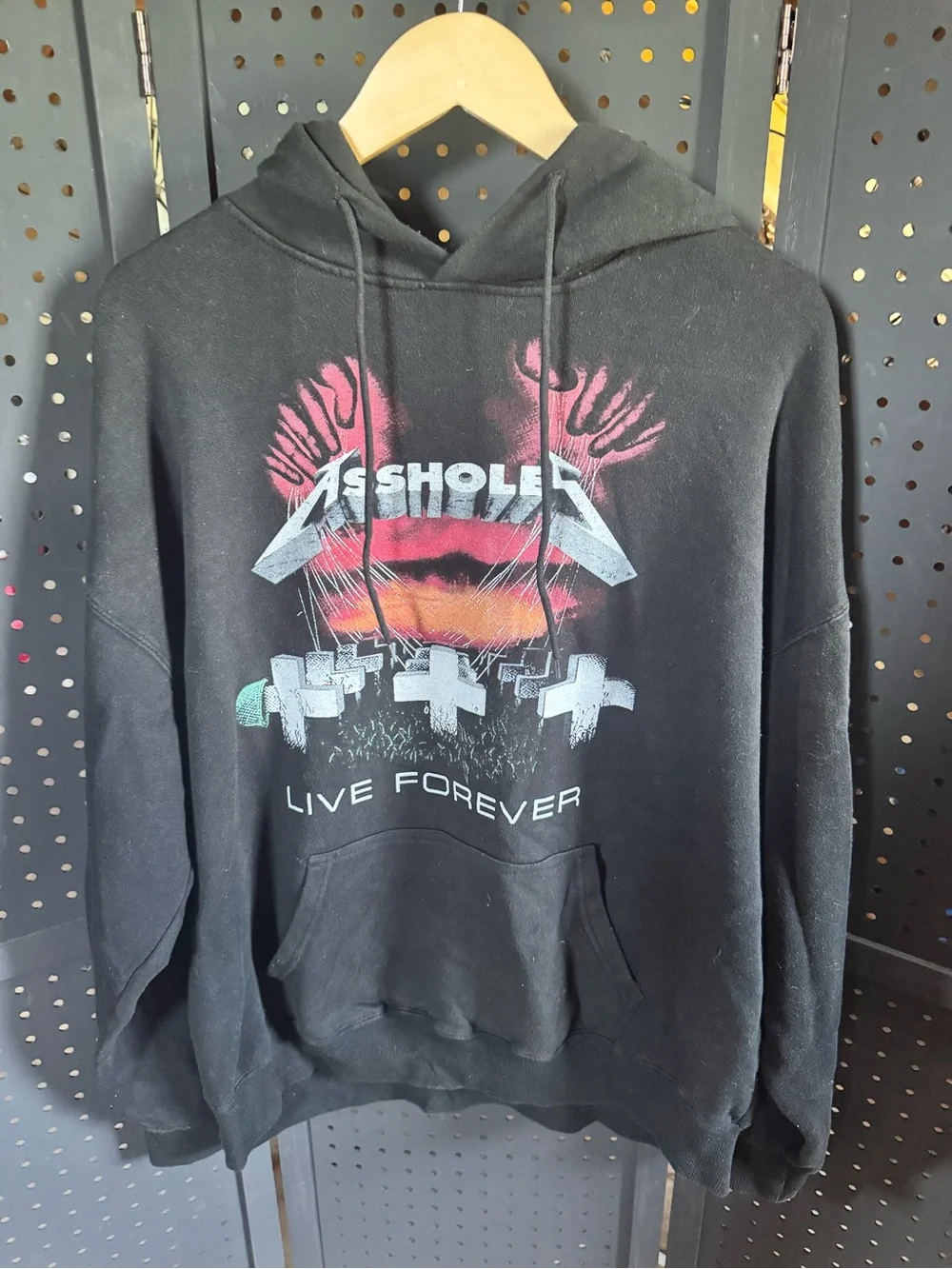 Live Forever Graphic Hoodie - Black with Red Accent